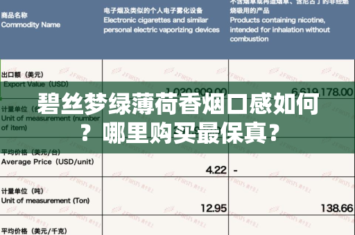 碧丝梦绿薄荷香烟口感如何？哪里购买最保真？